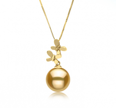 10-11mm AAA Quality South Sea Cultured Pearl Pendant in Barbara Gold