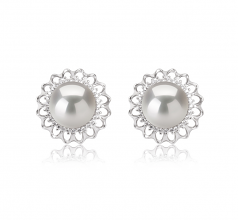 12-13mm AA+ Quality Freshwater - Edison Cultured Pearl Earring Pair in Edison Margot White