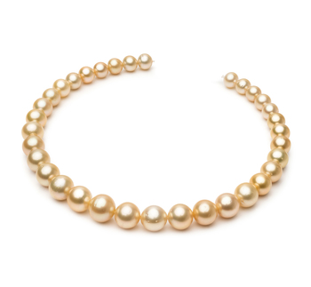 10.1-14.6mm AA Quality South Sea Cultured Pearl Necklace in 18-inch Gold