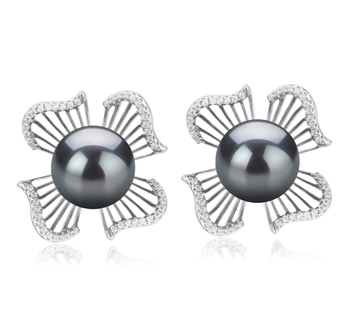 10-11mm AAA Quality Tahitian Cultured Pearl Earring Pair in Abigail Black 10-11mm AAA Quality Tahitian Cultured Pearl Earring Pair in Abigail Black