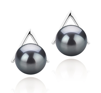 8-9mm AAAA Quality Freshwater Cultured Pearl Earring Pair in Africa Black 8-9mm AAAA Quality Freshwater Cultured Pearl Earring Pair in Africa Black