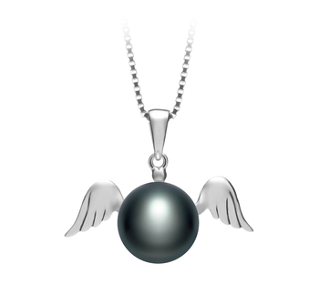 9-10mm AA Quality Freshwater Cultured Pearl Pendant in Angel Black 9-10mm AA Quality Freshwater Cultured Pearl Pendant in Angel Black