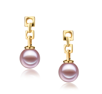 6-7mm AAAA Quality Freshwater Cultured Pearl Earring Pair in Anya Lavender