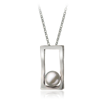 7-8mm AA Quality Freshwater Cultured Pearl Pendant in Athena White