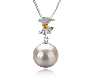 9-10mm AAAA Quality Freshwater Cultured Pearl Pendant in Belva White