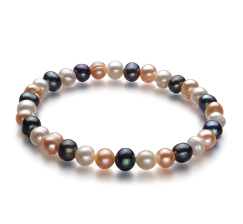 6-7mm A Quality Freshwater Cultured Pearl Bracelet in Bliss Multicolour