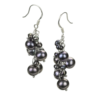 3-7mm A Quality Freshwater Cultured Pearl Earring Pair in Brisa Black 3-7mm A Quality Freshwater Cultured Pearl Earring Pair in Brisa Black