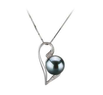 7-8mm AAA Quality Japanese Akoya Cultured Pearl Pendant in Carlin Black 7-8mm AAA Quality Japanese Akoya Cultured Pearl Pendant in Carlin Black