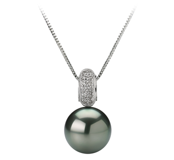 10-10.5mm AAA Quality Tahitian Cultured Pearl Pendant in Cecilia Black 10-10.5mm AAA Quality Tahitian Cultured Pearl Pendant in Cecilia Black
