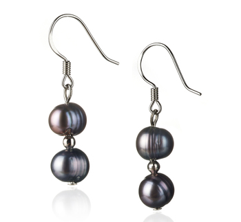 6-7mm A Quality Freshwater Cultured Pearl Earring Pair in Cerella Black 6-7mm A Quality Freshwater Cultured Pearl Earring Pair in Cerella Black