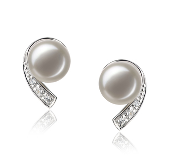 7-8mm AA Quality Freshwater Cultured Pearl Earring Pair in Claudia White