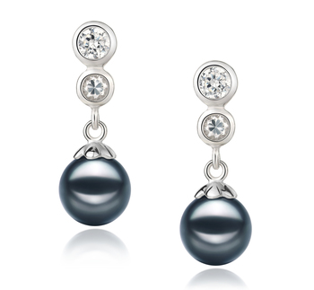 7-8mm AA Quality Japanese Akoya Cultured Pearl Earring Pair in Colleen Black 7-8mm AA Quality Japanese Akoya Cultured Pearl Earring Pair in Colleen Black