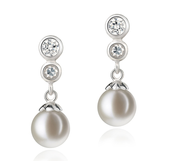 7-8mm AAAA Quality Freshwater Cultured Pearl Earring Pair in Colleen White 7-8mm AAAA Quality Freshwater Cultured Pearl Earring Pair in Colleen White