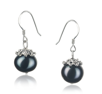 8-9mm A Quality Freshwater Cultured Pearl Earring Pair in Connor Black 8-9mm A Quality Freshwater Cultured Pearl Earring Pair in Connor Black