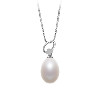 10-11mm AA - Drop Quality Freshwater Cultured Pearl Pendant in Denise White