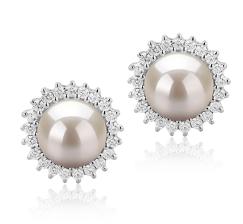 7-8mm AAAA Quality Freshwater Cultured Pearl Earring Pair in Dreama White 7-8mm AAAA Quality Freshwater Cultured Pearl Earring Pair in Dreama White