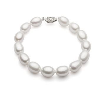 8.5-9.5mm AA Quality Freshwater Cultured Pearl Bracelet in Drop White 8.5-9.5mm AA Quality Freshwater Cultured Pearl Bracelet in Drop White