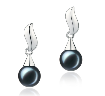 7-8mm AA Quality Japanese Akoya Cultured Pearl Earring Pair in Edith Black 7-8mm AA Quality Japanese Akoya Cultured Pearl Earring Pair in Edith Black
