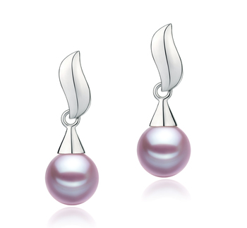 7-8mm AAAA Quality Freshwater Cultured Pearl Earring Pair in Edith Lavender 7-8mm AAAA Quality Freshwater Cultured Pearl Earring Pair in Edith Lavender