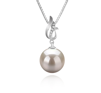 9-10mm AAAA Quality Freshwater Cultured Pearl Pendant in Edna White