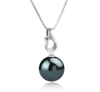 11-12mm AAA Quality Tahitian Cultured Pearl Pendant in Elin Black