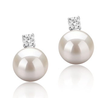 8-9mm AAAA Quality Freshwater Cultured Pearl Earring Pair in Eternity White 8-9mm AAAA Quality Freshwater Cultured Pearl Earring Pair in Eternity White