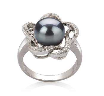 9-10mm AA Quality Freshwater Cultured Pearl Ring in Fiona Black 9-10mm AA Quality Freshwater Cultured Pearl Ring in Fiona Black