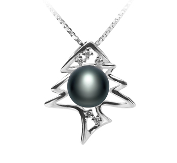 7-8mm AA Quality Freshwater Cultured Pearl Pendant in Fishbone Black 7-8mm AA Quality Freshwater Cultured Pearl Pendant in Fishbone Black