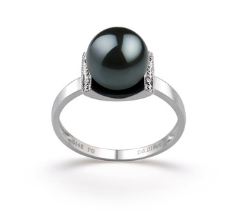 8-9mm AA Quality Japanese Akoya Cultured Pearl Ring in Francine Black 8-9mm AA Quality Japanese Akoya Cultured Pearl Ring in Francine Black