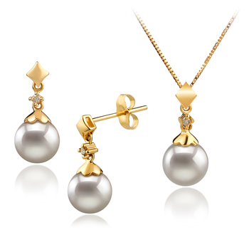 7-8mm AA Quality Japanese Akoya Cultured Pearl Set in Georgia White 7-8mm AA Quality Japanese Akoya Cultured Pearl Set in Georgia White