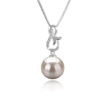 9-10mm AAAA Quality Freshwater Cultured Pearl Pendant in Hazel White