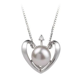 9-10mm AA Quality Freshwater Cultured Pearl Pendant in Heart White 9-10mm AA Quality Freshwater Cultured Pearl Pendant in Heart White