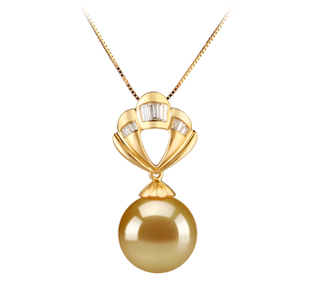 12-13mm AAA Quality South Sea Cultured Pearl Pendant in Helena Gold