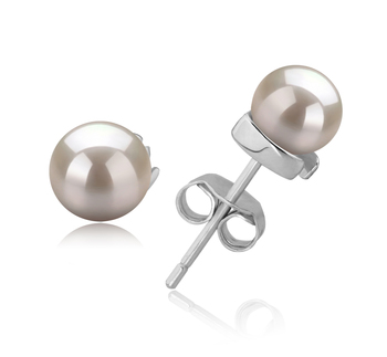 5-6mm AAAA Quality Freshwater Cultured Pearl Earring Pair in Jalena White