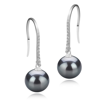 10-11mm AAA Quality Tahitian Cultured Pearl Earring Pair in Janet fishhook Black 10-11mm AAA Quality Tahitian Cultured Pearl Earring Pair in Janet fishhook Black