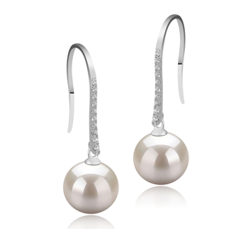 10-11mm AAAA Quality Freshwater Cultured Pearl Earring Pair in Janet-Fishhook White
