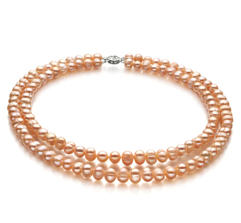 6-7mm A Quality Freshwater Cultured Pearl Necklace in Jara Pink 6-7mm A Quality Freshwater Cultured Pearl Necklace in Jara Pink