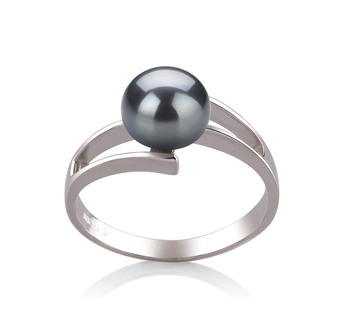 7-8mm AAA Quality Freshwater Cultured Pearl Ring in Jenna Black 7-8mm AAA Quality Freshwater Cultured Pearl Ring in Jenna Black