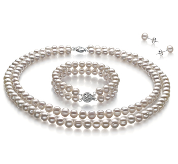6-7mm A Quality Freshwater Cultured Pearl Set in Juliane White 6-7mm A Quality Freshwater Cultured Pearl Set in Juliane White