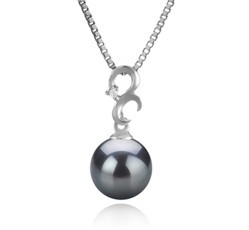 8-9mm AA Quality Japanese Akoya Cultured Pearl Pendant in Kacey Black