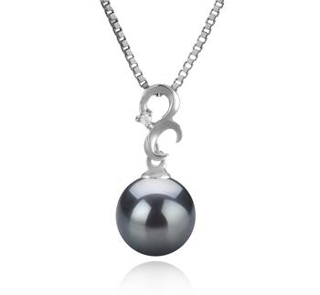 8-9mm AA Quality Japanese Akoya Cultured Pearl Pendant in Kacey Black 8-9mm AA Quality Japanese Akoya Cultured Pearl Pendant in Kacey Black