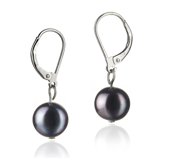 8-9mm A Quality Freshwater Cultured Pearl Earring Pair in Kaitlyn Black 8-9mm A Quality Freshwater Cultured Pearl Earring Pair in Kaitlyn Black