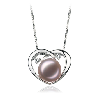 9-10mm AA Quality Freshwater Cultured Pearl Pendant in Katie Heart Lavender 9-10mm AA Quality Freshwater Cultured Pearl Pendant in Katie Heart Lavender