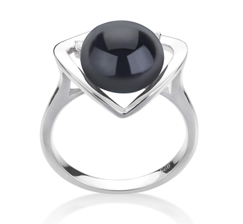 9-10mm AA Quality Freshwater Cultured Pearl Ring in Katie Heart Black 9-10mm AA Quality Freshwater Cultured Pearl Ring in Katie Heart Black