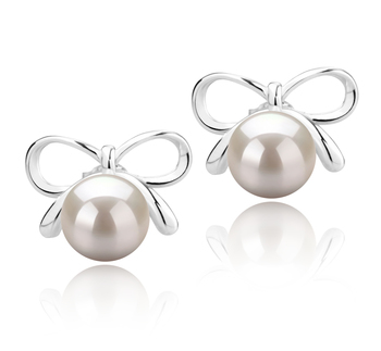 8-9mm AAAA Quality Freshwater Cultured Pearl Earring Pair in Kayla White 8-9mm AAAA Quality Freshwater Cultured Pearl Earring Pair in Kayla White