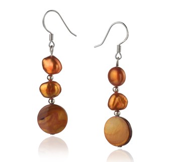 5-10mm A Quality Freshwater Cultured Pearl Earring Pair in Keita Champagne 5-10mm A Quality Freshwater Cultured Pearl Earring Pair in Keita Champagne
