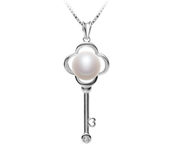 8-9mm AAA Quality Freshwater Cultured Pearl Pendant in Key White