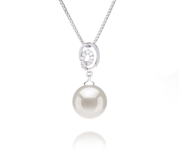9-10mm AAAA Quality Freshwater Cultured Pearl Pendant in Kimberly White