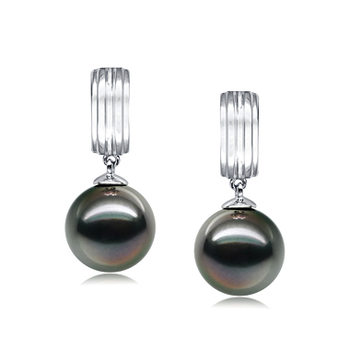 9-10mm AAA Quality Tahitian Cultured Pearl Earring Pair in Kiyam Black 9-10mm AAA Quality Tahitian Cultured Pearl Earring Pair in Kiyam Black
