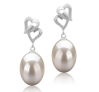 9-10mm AAA Quality Freshwater Cultured Pearl Earring Pair in Laura White 9-10mm AAA Quality Freshwater Cultured Pearl Earring Pair in Laura White